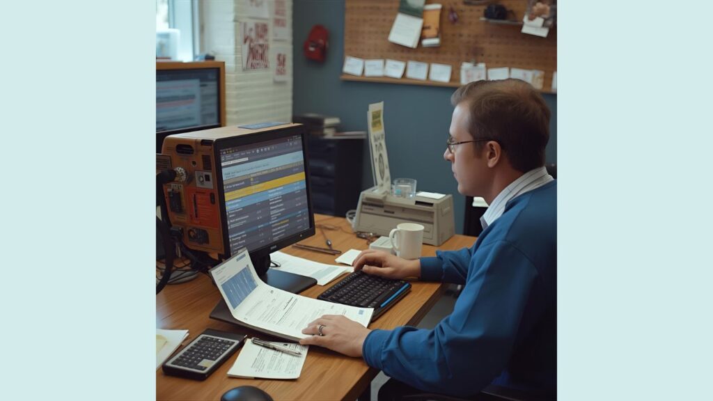 年末調整入力をする男性の画像